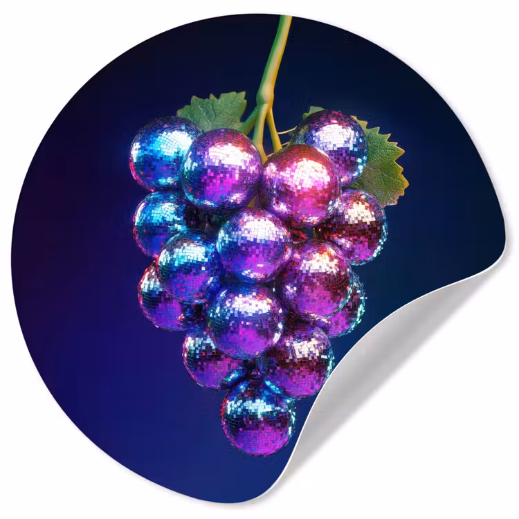 Paars - Disco - Feest - Druif Wandcirkel behangsticker klein -3d