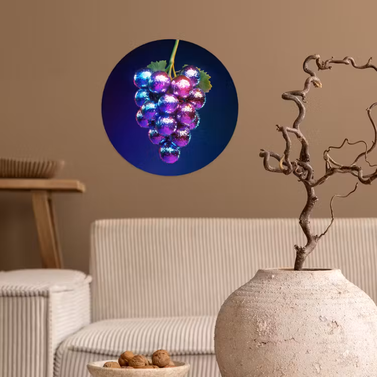 Paars - Disco - Feest - Druif Wandcirkel behangsticker klein -sfeer1