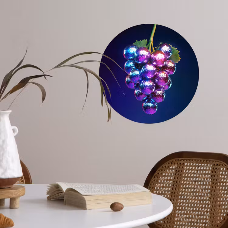 Paars - Disco - Feest - Druif Wandcirkel behangsticker klein -sfeer3