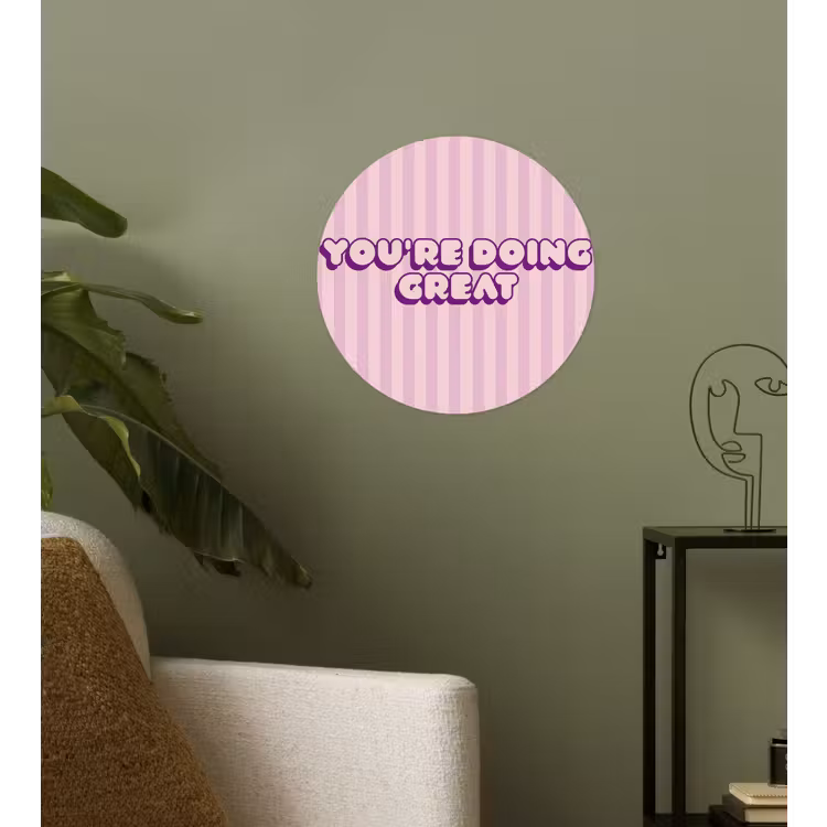 Paars - Strepen - You're doing great - Schaduw Wandcirkel behangsticker klein -sfeer2