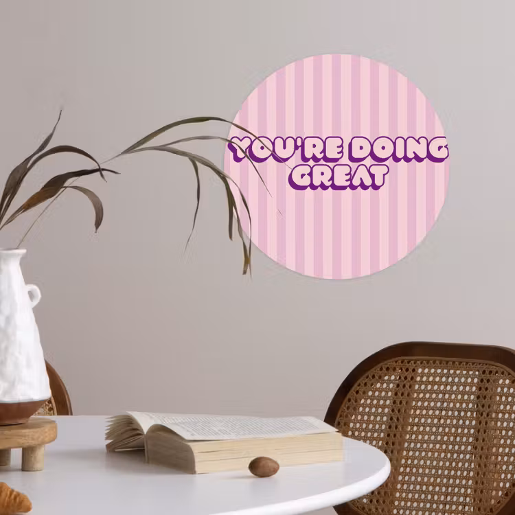Paars - Strepen - You're doing great - Schaduw Wandcirkel behangsticker klein -sfeer3