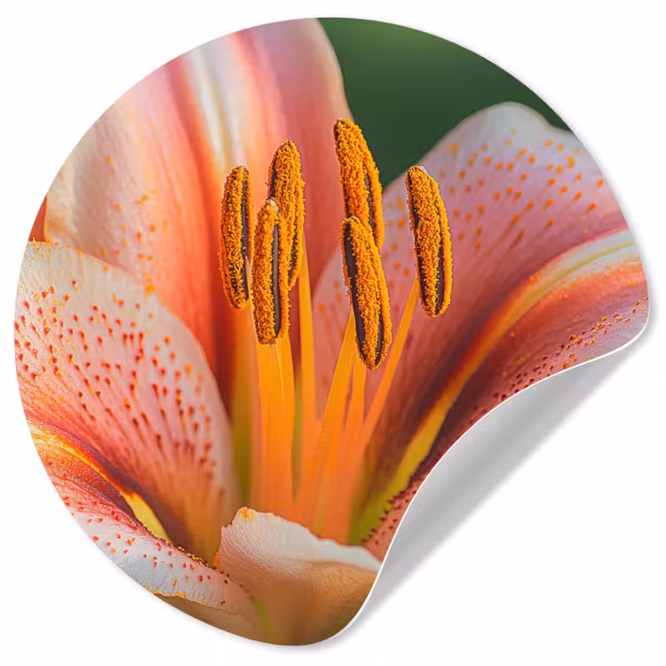 Lelie - Close up - Lichtroze Wandcirkel behangsticker klein -3d