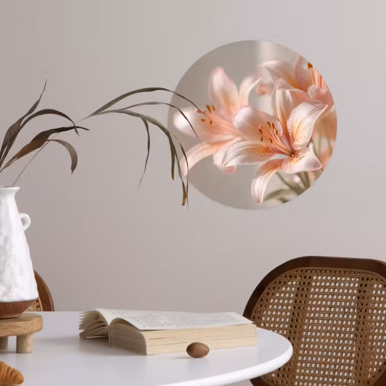 Lelies - Meeldraden - Roze - Wazig Wandcirkel behangsticker klein -sfeer3