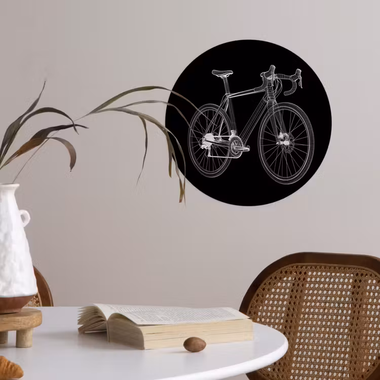 Lijnen - Illustratie - Wit Wandcirkel behangsticker klein -sfeer3