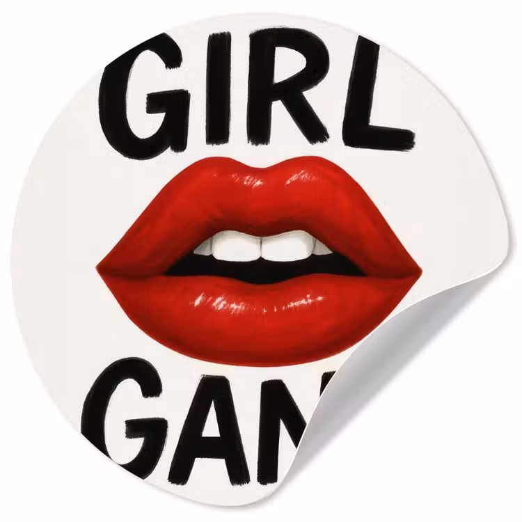 Lip - Girl - Rood - Letters Wandcirkel behangsticker klein -3d