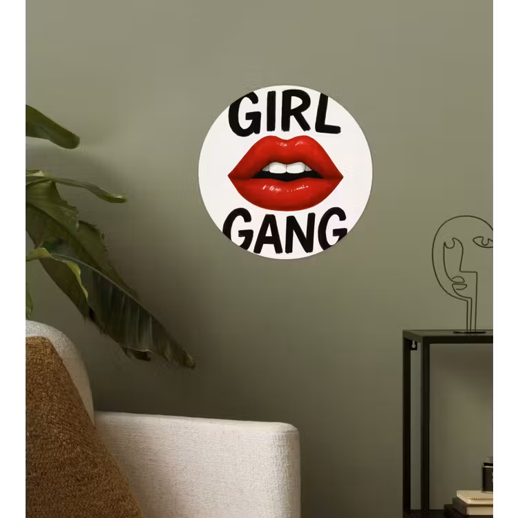 Lip - Girl - Rood - Letters Wandcirkel behangsticker klein -sfeer2