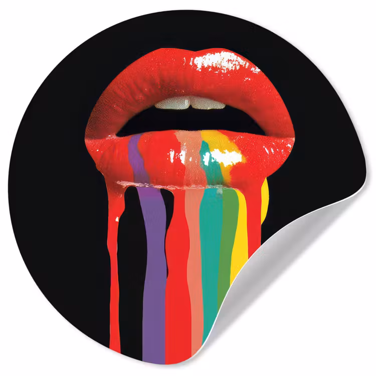 Lippen - Kleuren - Zwart Wandcirkel behangsticker klein -3d