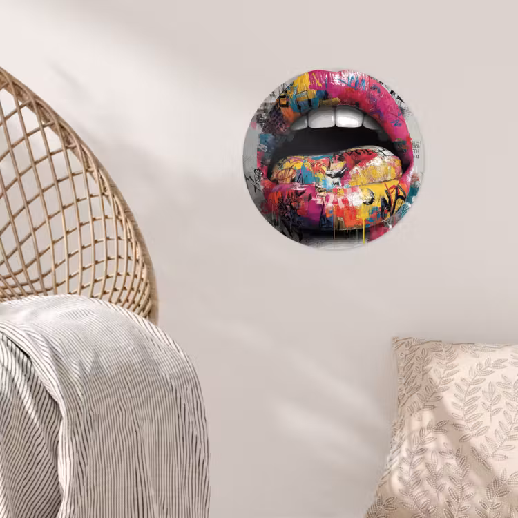 Lippen - Graffiti - Expressief Wandcirkel behangsticker klein -sfeer4