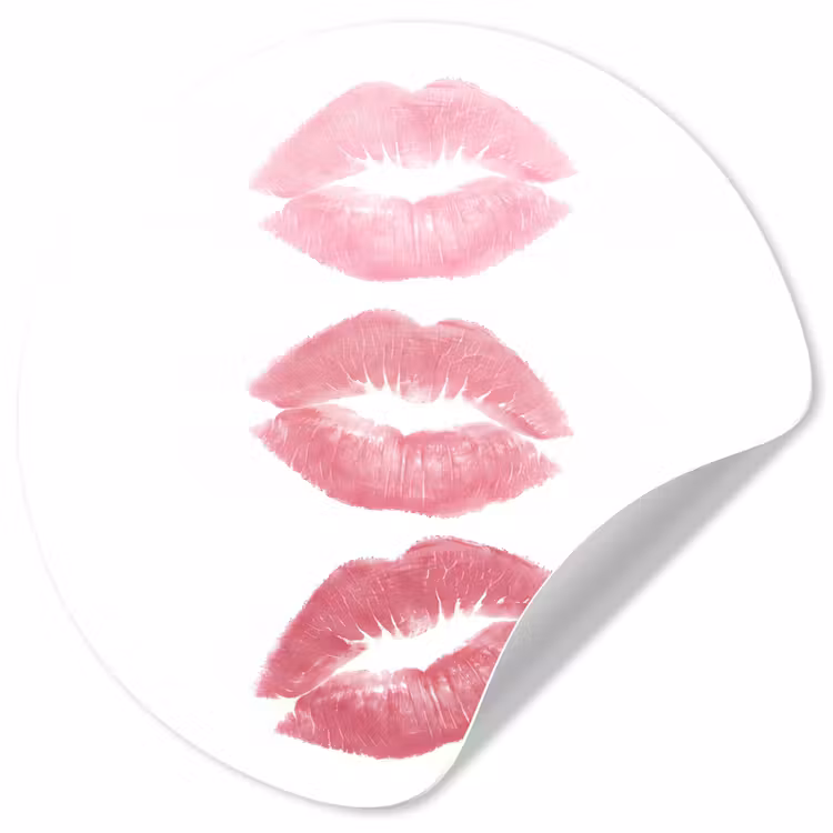 Lippen - Kusafdruk - Roze - Modern - Abstract Wandcirkel behangsticker klein -3d