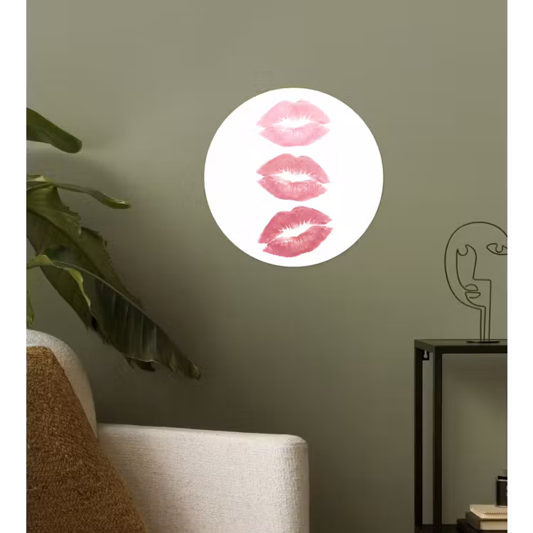 Lippen - Kusafdruk - Roze - Modern - Abstract Wandcirkel behangsticker klein -sfeer2