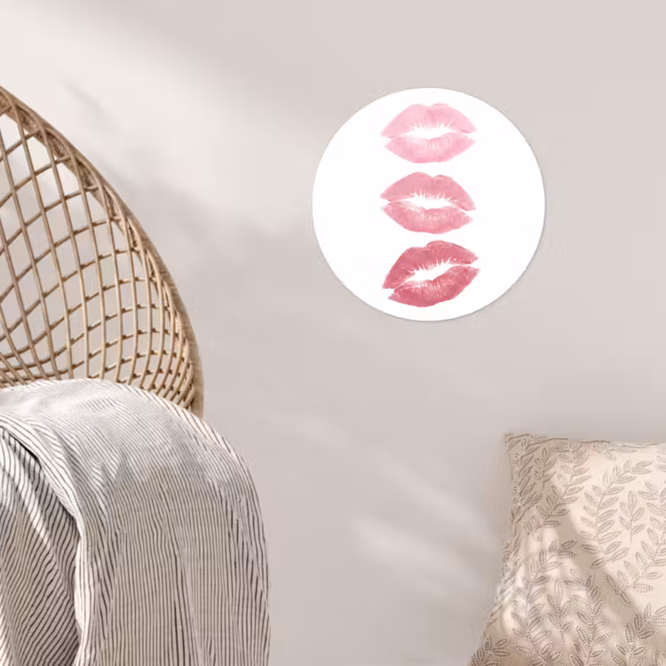 Lippen - Kusafdruk - Roze - Modern - Abstract Wandcirkel behangsticker klein -sfeer4