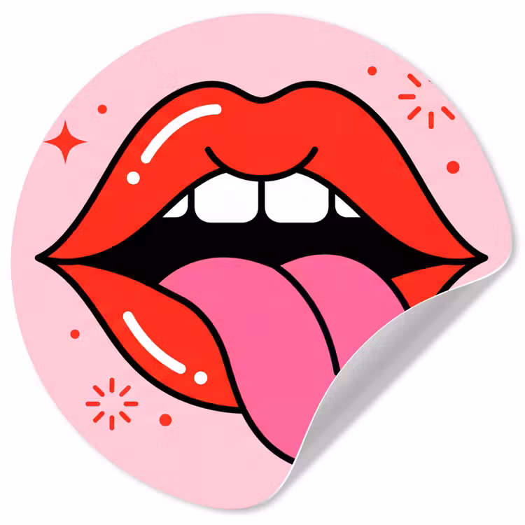 Lippen - Tong - Pop-art - Kleurrijk - Roze Wandcirkel behangsticker klein -3d
