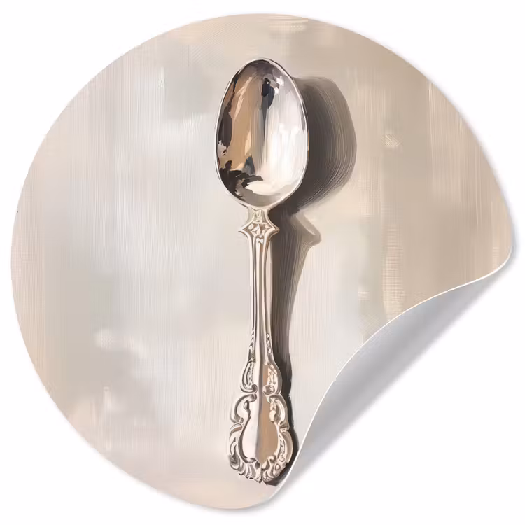 Lepel - Verf - Zilver Wandcirkel behangsticker klein -3d
