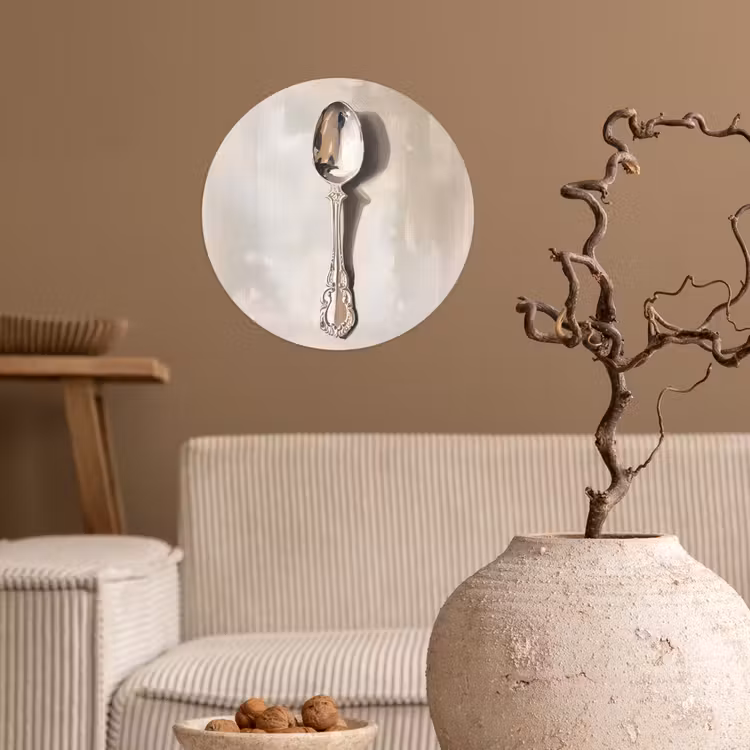 Lepel - Verf - Zilver Wandcirkel behangsticker klein -sfeer1