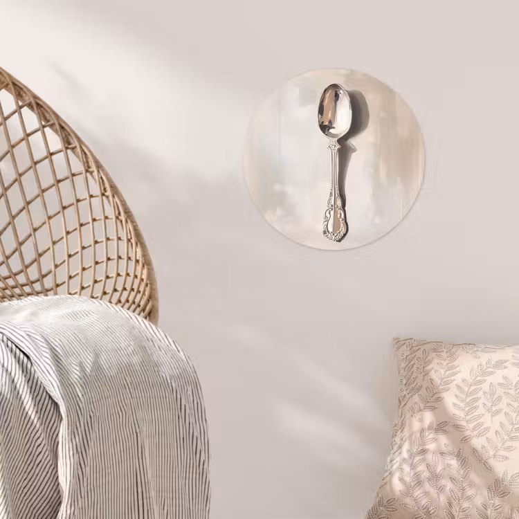 Lepel - Verf - Zilver Wandcirkel behangsticker klein -sfeer4