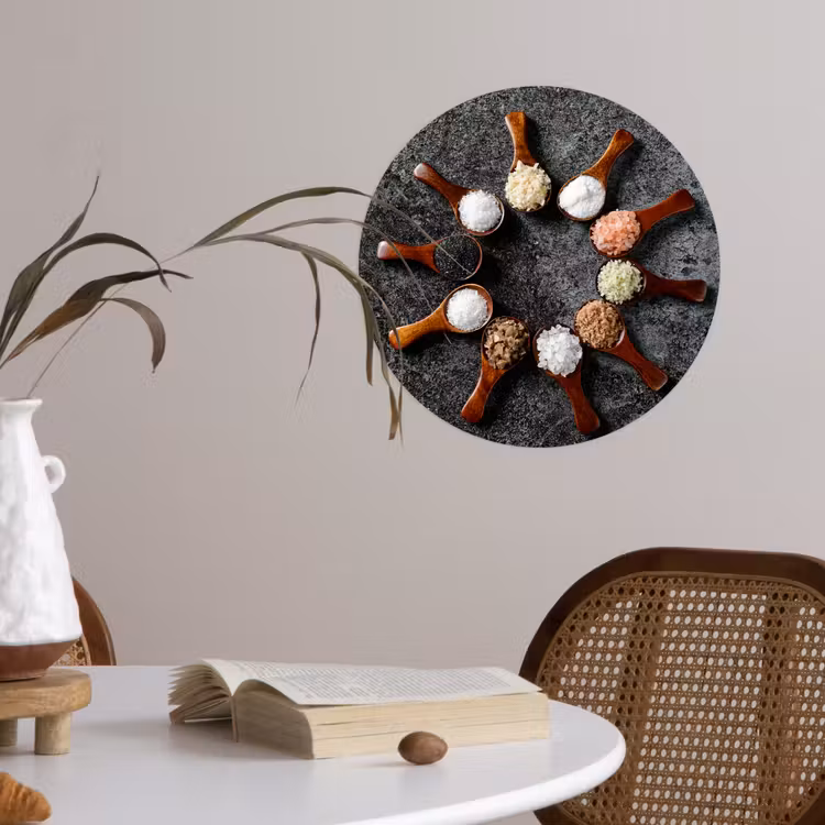 Lepel - Kruiden - Specerijen - Keuken - Industrieel Wandcirkel behangsticker klein -sfeer3