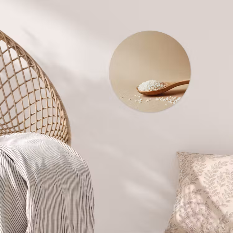 Lepel - Rijst - Hout - Beige Wandcirkel behangsticker klein -sfeer4