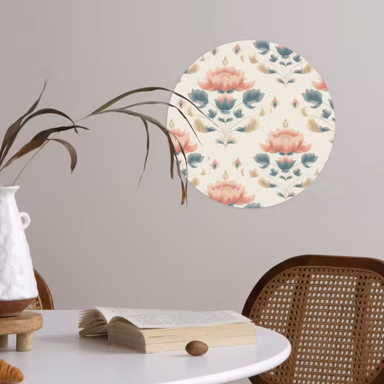 Lotus - Bloemen - Roze Wandcirkel behangsticker klein 186 -sfeer3