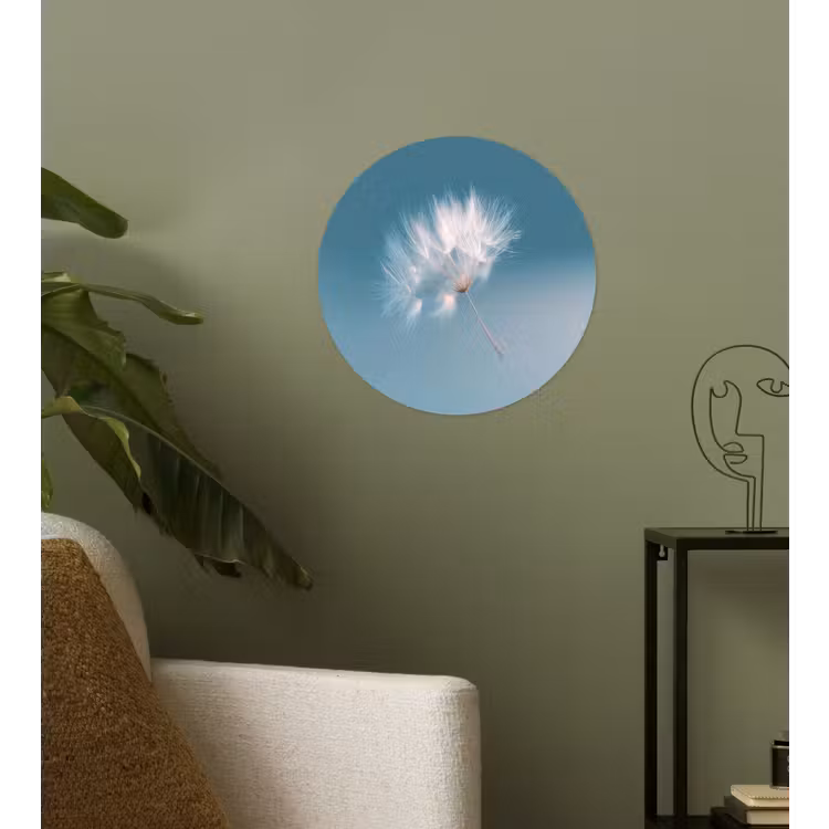 Paardenbloempluisje - Blauw - Lucht Wandcirkel behangsticker klein -sfeer2