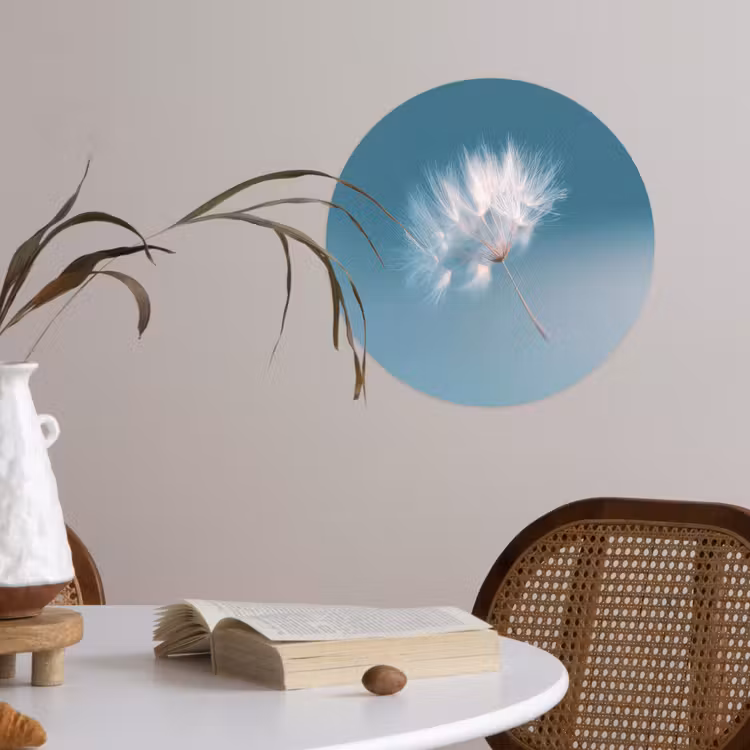 Paardenbloempluisje - Blauw - Lucht Wandcirkel behangsticker klein -sfeer3