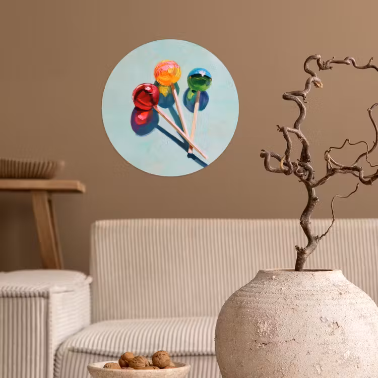 Lollys - Schaduw - Drie - Blauw Wandcirkel behangsticker klein -sfeer1