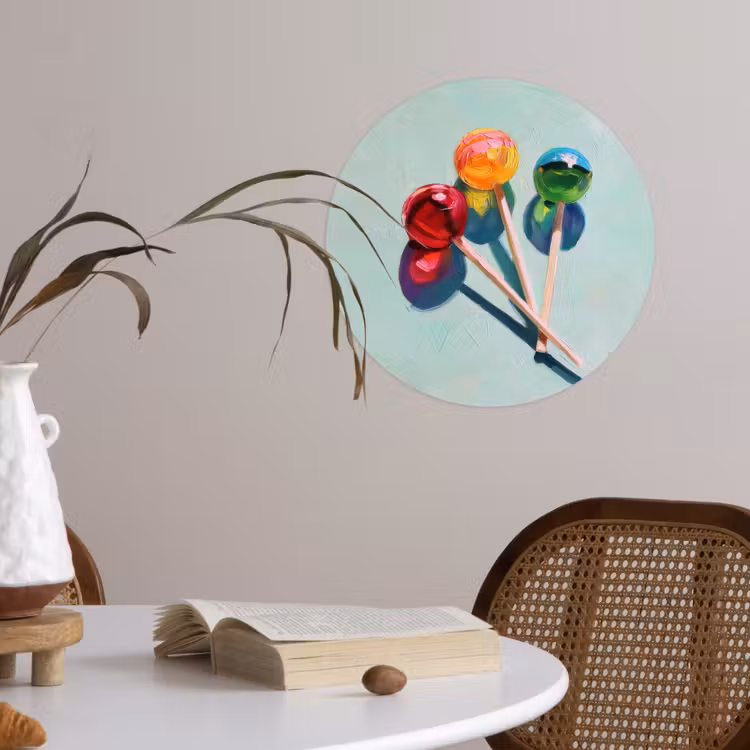 Lollys - Schaduw - Drie - Blauw Wandcirkel behangsticker klein -sfeer3