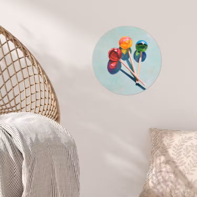 Lollys - Schaduw - Drie - Blauw Wandcirkel behangsticker klein -sfeer4
