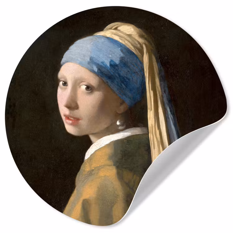 Meisje met de parel - Schilderij - Oude meesters - Vermeer Wandcirkel behangsticker klein -3d