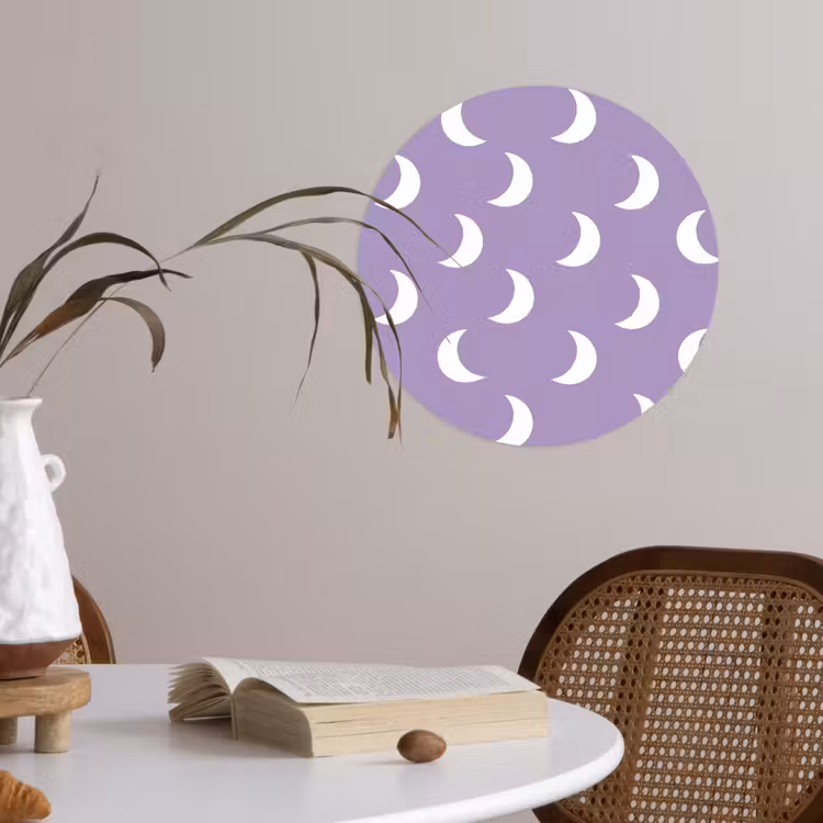 Manen - Patroon - Paars Wandcirkel behangsticker klein 186 -sfeer3