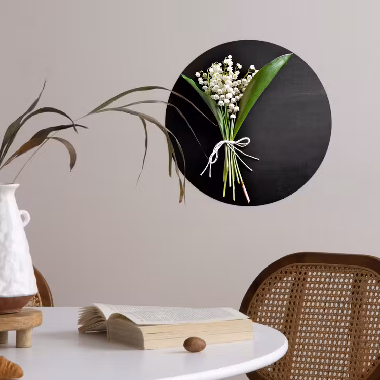 Lelietjes van dalen - Bloemen - Stilleven - Flora Wandcirkel behangsticker klein -sfeer3
