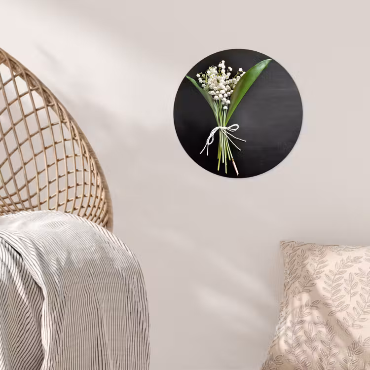 Lelietjes van dalen - Bloemen - Stilleven - Flora Wandcirkel behangsticker klein -sfeer4