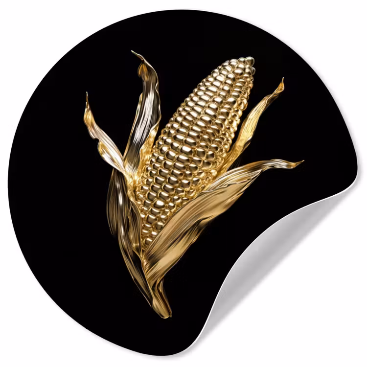Mais - Eten - Goud - Zwart Wandcirkel behangsticker klein -3d