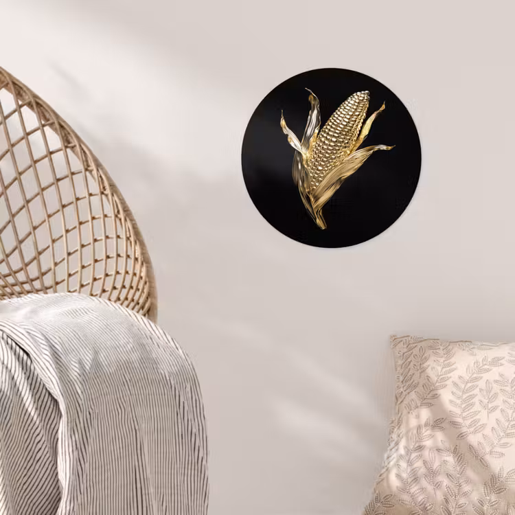 Mais - Eten - Goud - Zwart Wandcirkel behangsticker klein -sfeer4