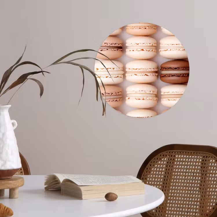 Macarons - Beige - Bruin Wandcirkel behangsticker klein -sfeer3