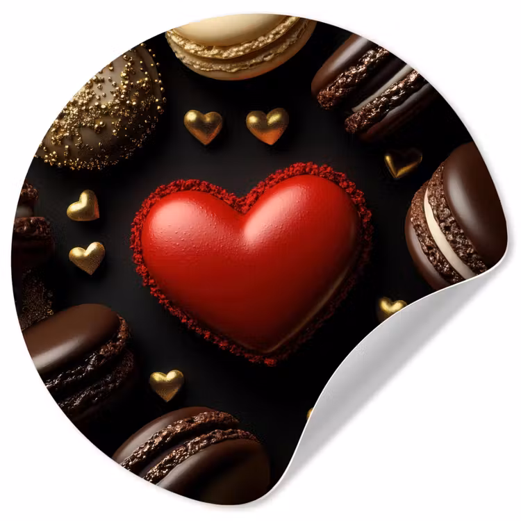 Macarons - Rood - Hart Wandcirkel behangsticker klein -3d