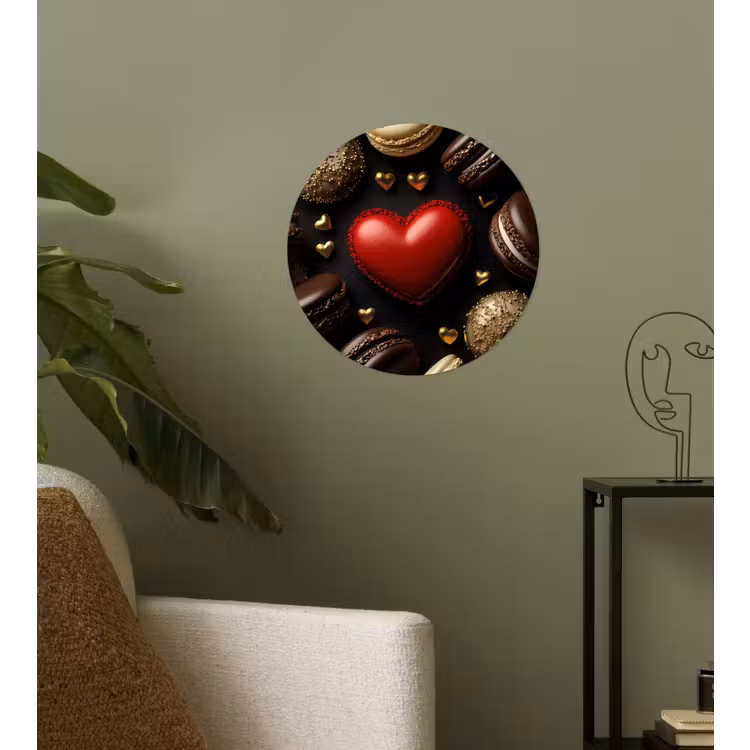 Macarons - Rood - Hart Wandcirkel behangsticker klein -sfeer2