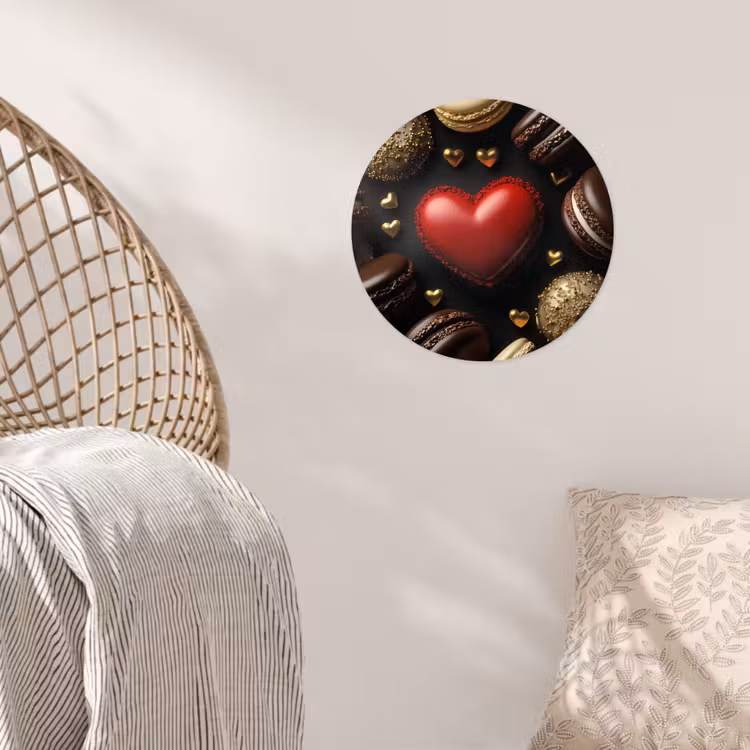 Macarons - Rood - Hart Wandcirkel behangsticker klein -sfeer4