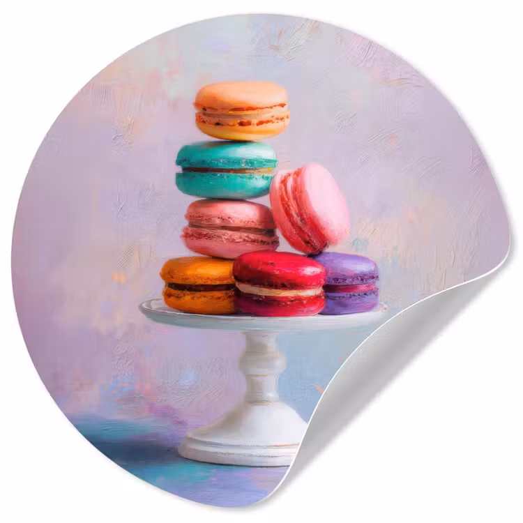 Macarons - Schaal - Pastel - Kleurrijk Wandcirkel behangsticker klein -3d