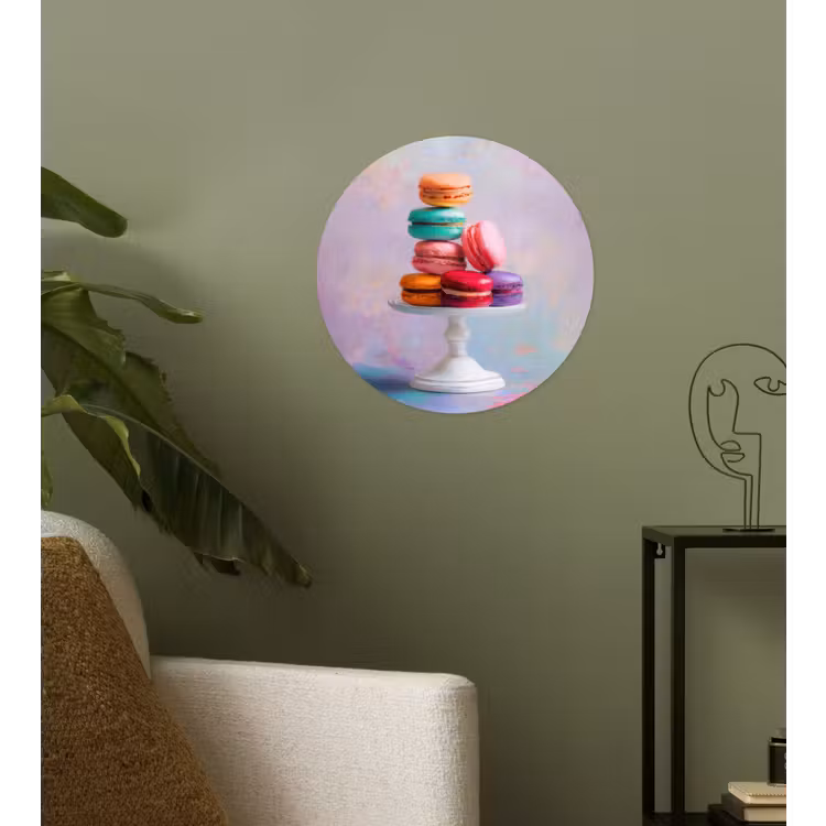 Macarons - Schaal - Pastel - Kleurrijk Wandcirkel behangsticker klein -sfeer2