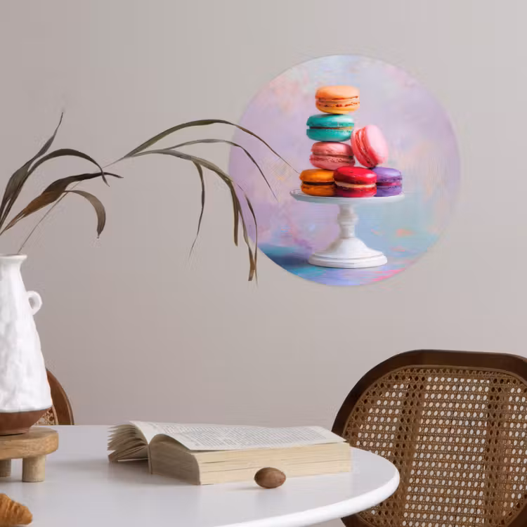 Macarons - Schaal - Pastel - Kleurrijk Wandcirkel behangsticker klein -sfeer3
