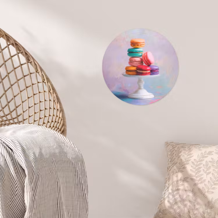 Macarons - Schaal - Pastel - Kleurrijk Wandcirkel behangsticker klein -sfeer4