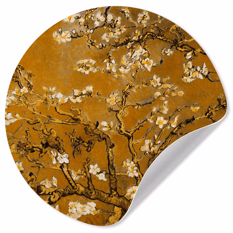 Amandelbloesem - Kunst - Van Gogh - Goud Wandcirkel behangsticker klein -3d
