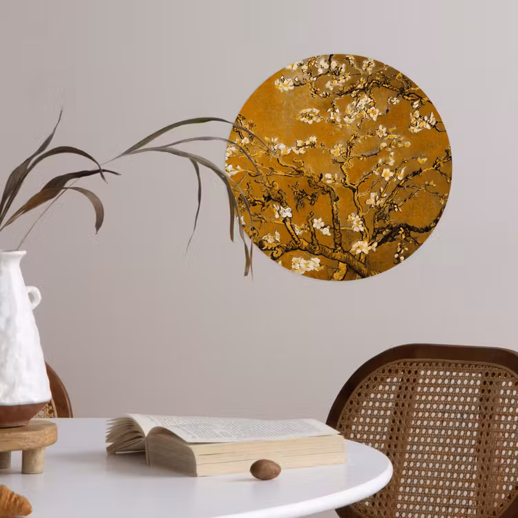 Amandelbloesem - Kunst - Van Gogh - Goud Wandcirkel behangsticker klein -sfeer3