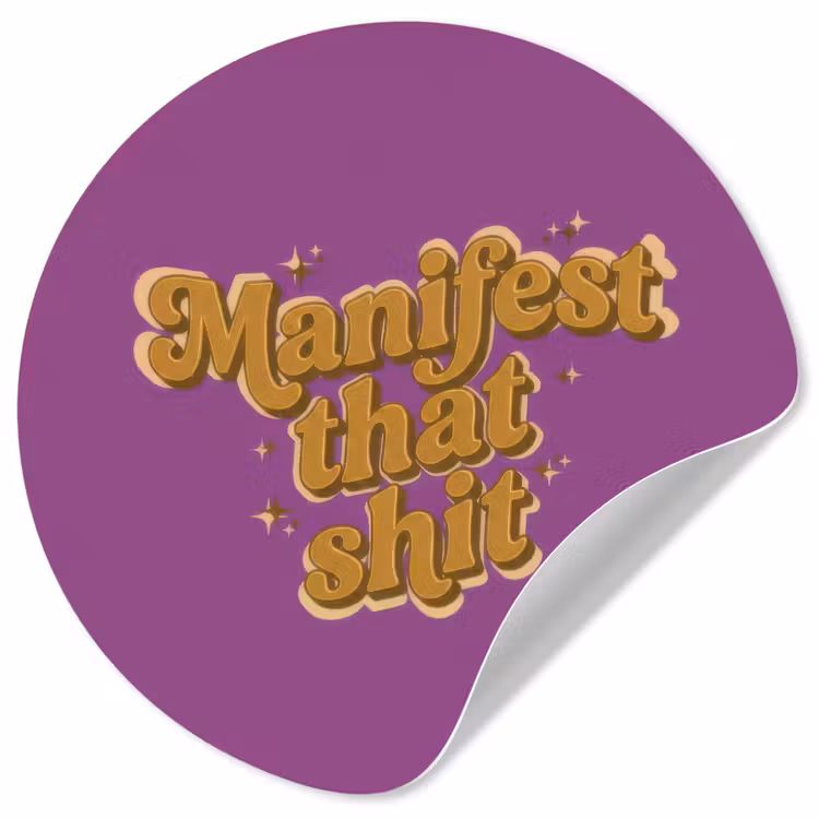Manifest that shit - Paars - Glitter Wandcirkel behangsticker klein -3d