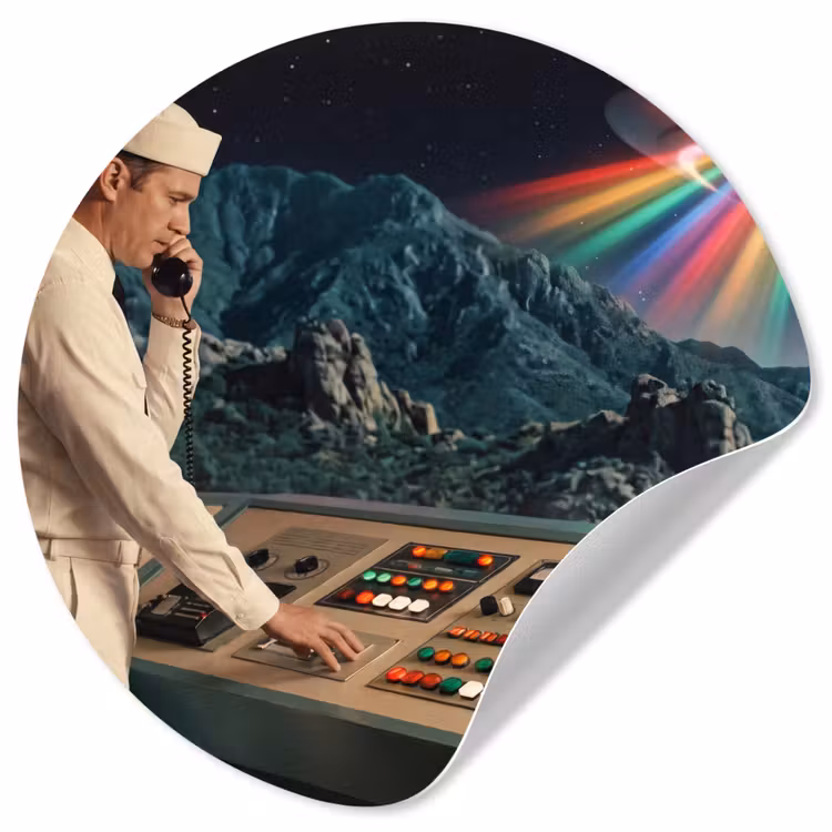 Runde Tapete - Mann – Kontrollraum – Strand - Man - Controlekamer - Strand Wandcirkel behangsticker klein
