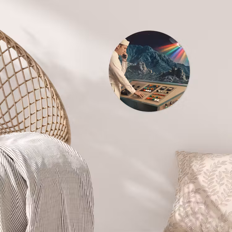 Runde Tapete - Mann – Kontrollraum – Strand - Man - Controlekamer - Strand Wandcirkel behangsticker klein
