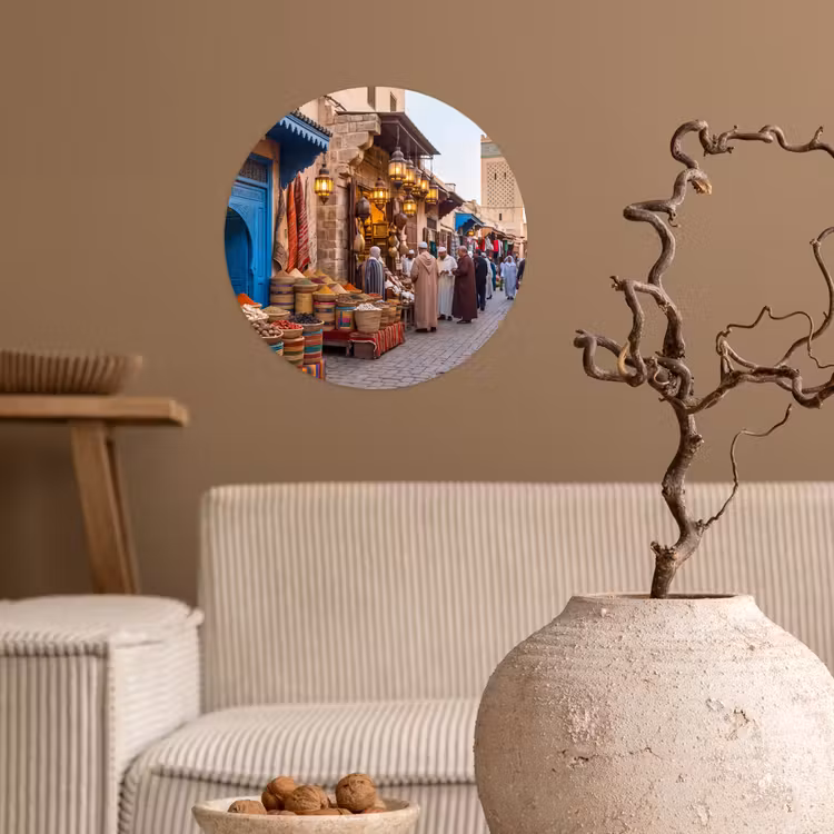 Runde Tapete - Markt – Orientalisch – Farbenfroh - Markt - Oosters - Kleurrijk Wandcirkel behangsticker klein