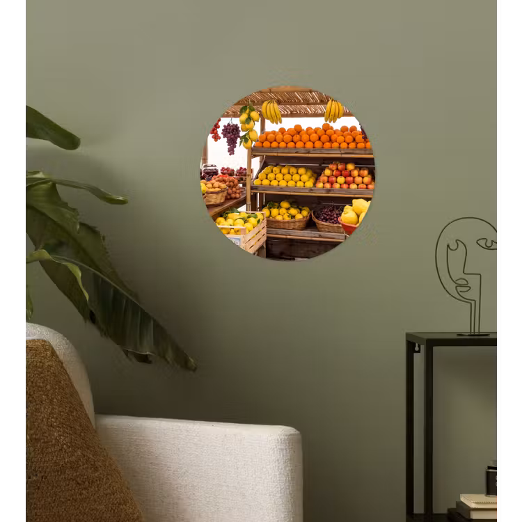 Runde Tapete - Marktstand – Obst – Frisch - Marktkraam - Fruit - Vers Wandcirkel behangsticker klein