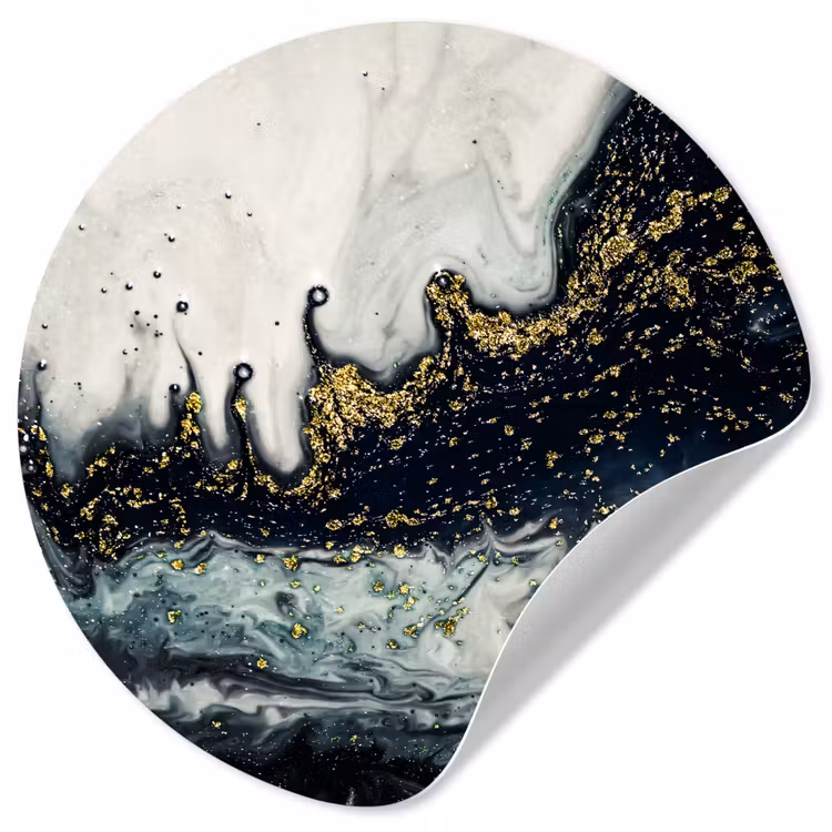 Marmer - Abstract - Goud - Luxe Wandcirkel behangsticker klein -3d
