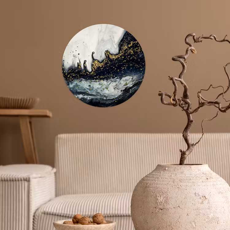 Marmer - Abstract - Goud - Luxe Wandcirkel behangsticker klein -sfeer1